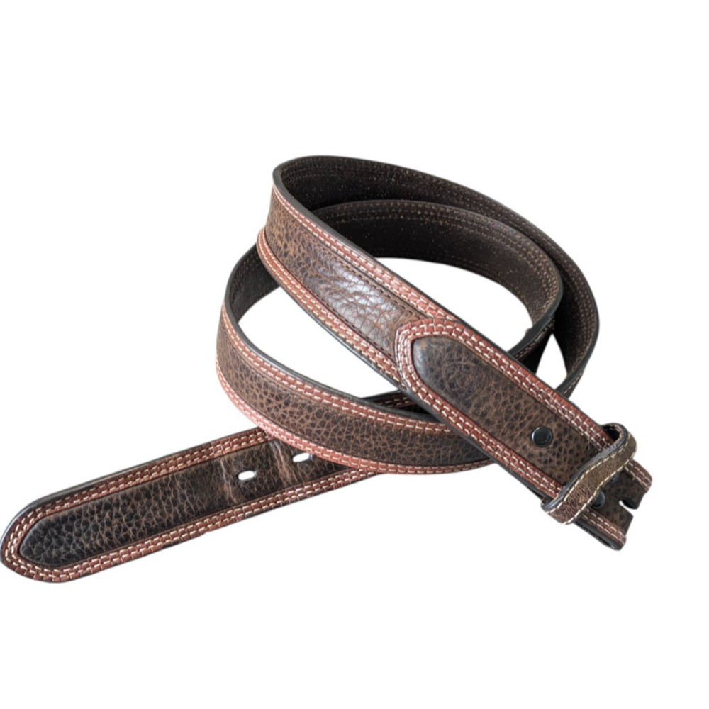 Ariat Diesel Brown Rowdy Leather Belt Strap Size 44 No Buckle Mens A10004305